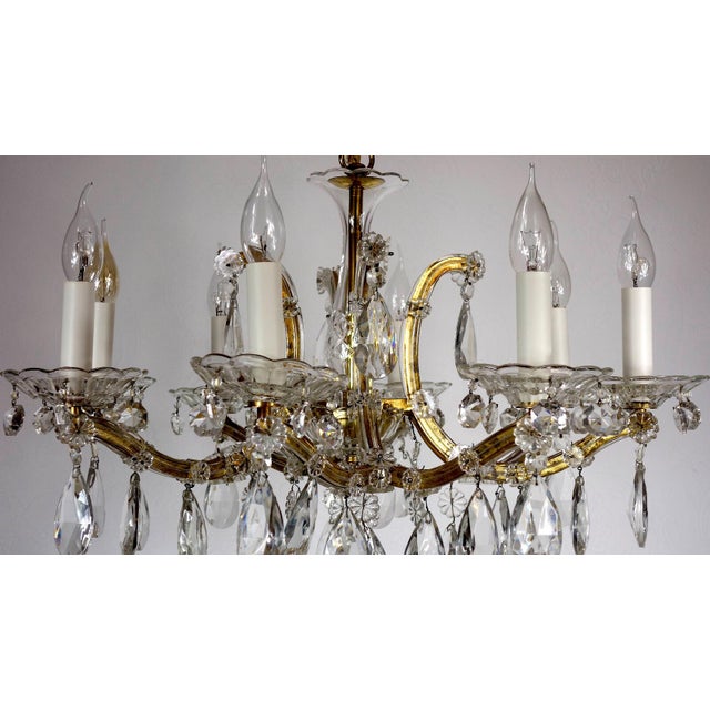 Glass Maria Theresia 8-Light Chandelier from Palwa, 1960s For Sale - Image 7 of 13