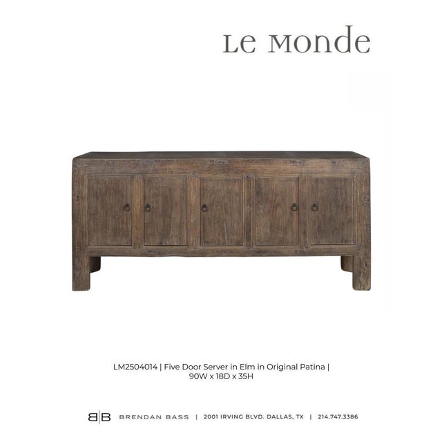 Wood Late 20th Century Five Door Elm Server in Original Patina For Sale - Image 7 of 10