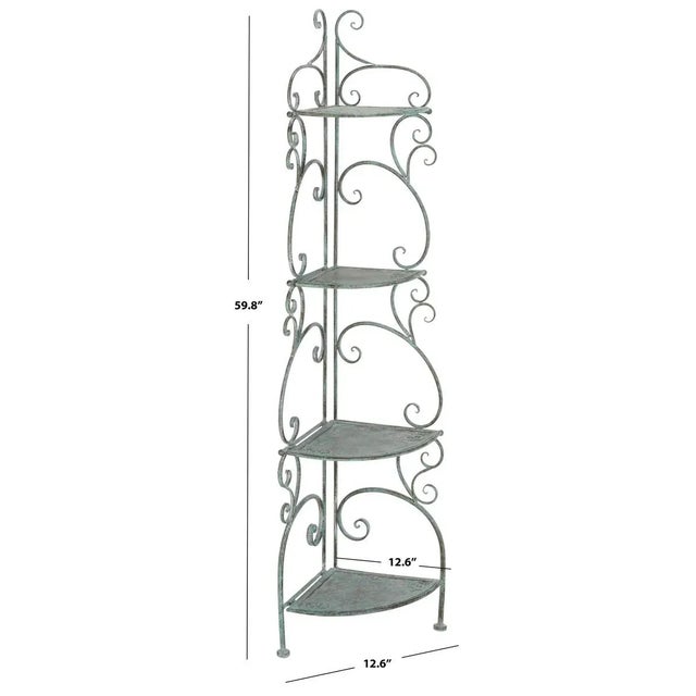 2020s Turuca 4 Tier Corner Shelf - Antique Dark Green For Sale - Image 5 of 11