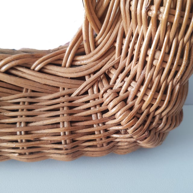 Mid-Century Modern Rectangular Wall Mirror with Rattan Frames, Italy, 1960s For Sale - Image 10 of 13