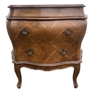 Italian Parquetry Bombe Nightstand For Sale