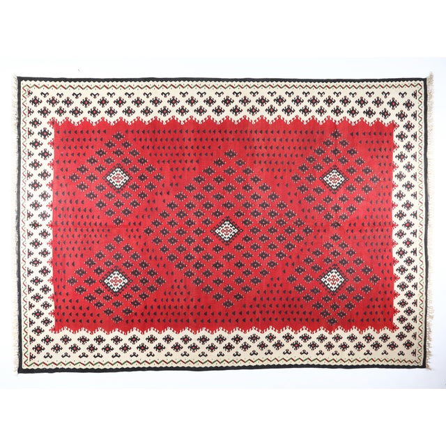 Tribal 1920's Fine Antique Sarkoy Flatweave Kilim in Red & Ivory-8'11' X6 7'' For Sale - Image 3 of 12