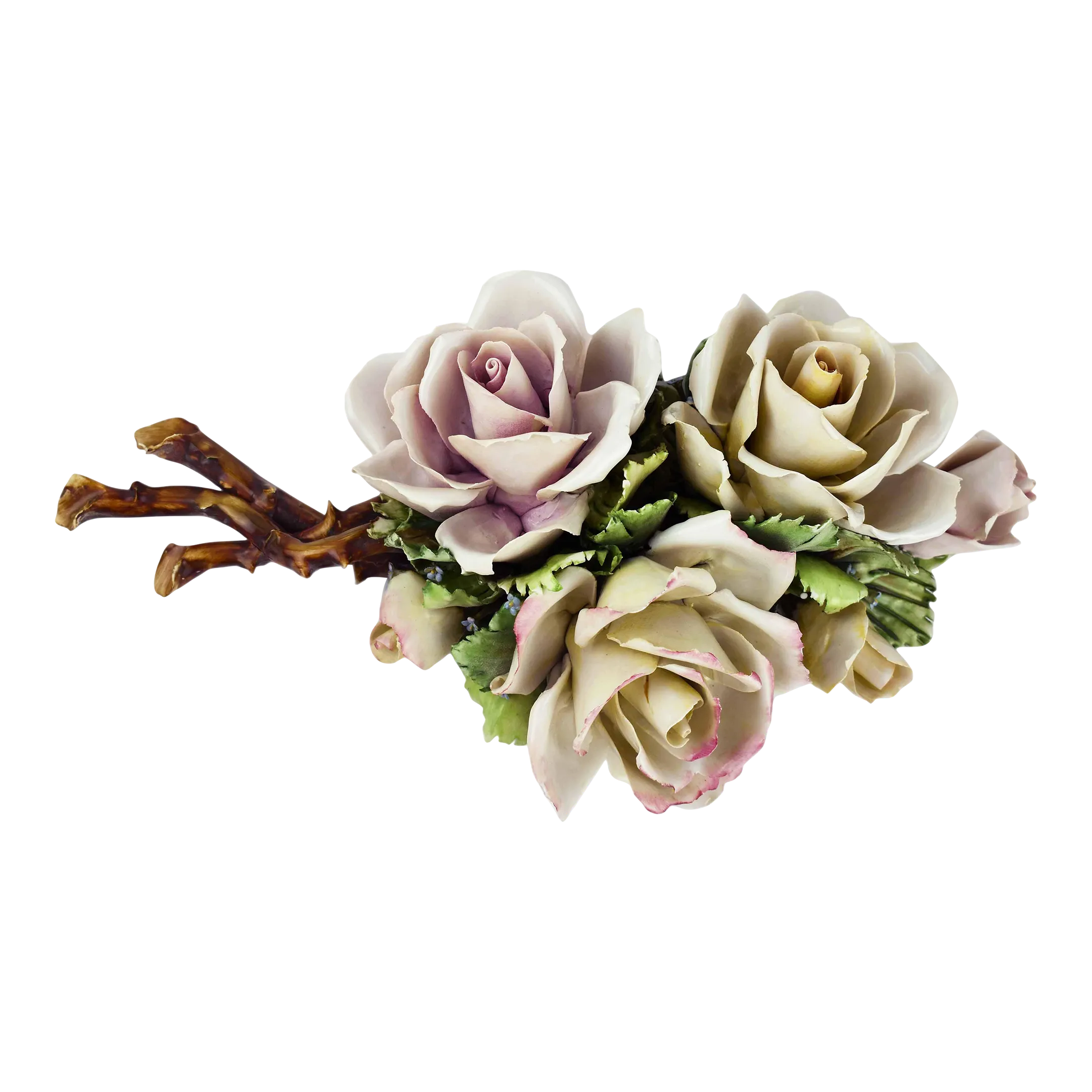 Capodimonte イタリア製　白薔薇　額入り　壁掛け　ドイツ購入品 Mid 20th Century Handmade Capodimonte Roses Flower Bouquet Wall