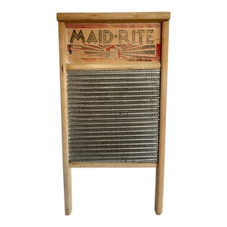 Vintage Maid-Rite Aluminum and Wood Washboard For Sale