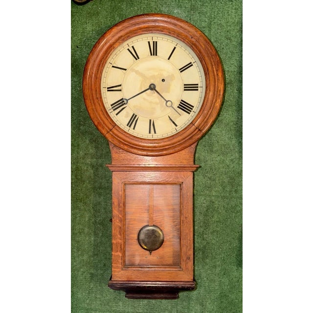 Brown Eastman Clock Co Boston, Antique Weight Driven Regulator Wall Clock For Sale - Image 8 of 15