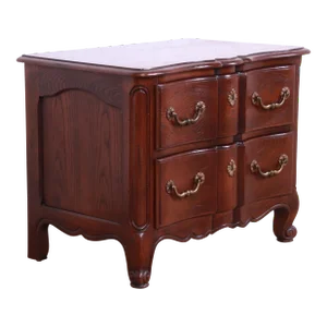 Henredon French Provincial Louis XV Carved Oak Bedside Chest