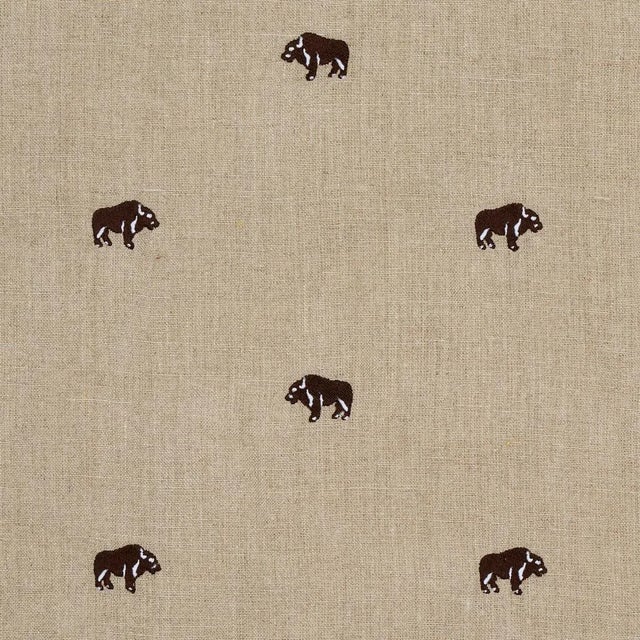 Sample - Schumacher x Marie-Chantal Buffalo Embroidered Linen Fabric in Natural For Sale