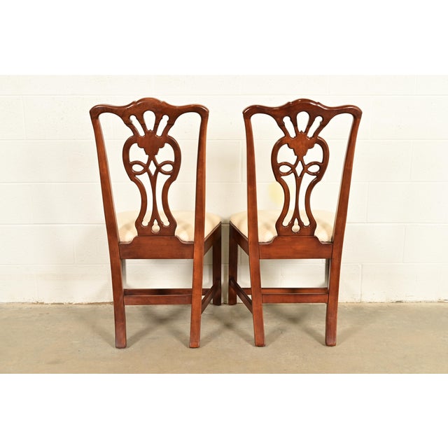 Henredon Georgian Carved Mahogany Side Chairs or Dining Chairs, Pair For Sale - Image 12 of 14