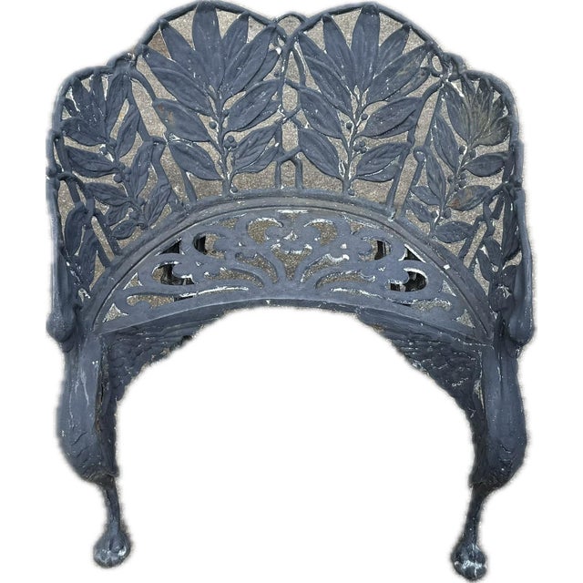 Shabby Chic Late 19th Century Cast Iron Laurel Griffin Garden Chair Bench For Sale - Image 3 of 12
