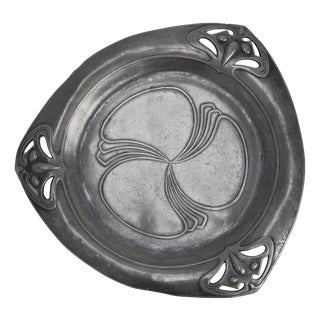 Art Nouveau Triangular Tin Pewter Dish, the Netherlands, 1900 For Sale