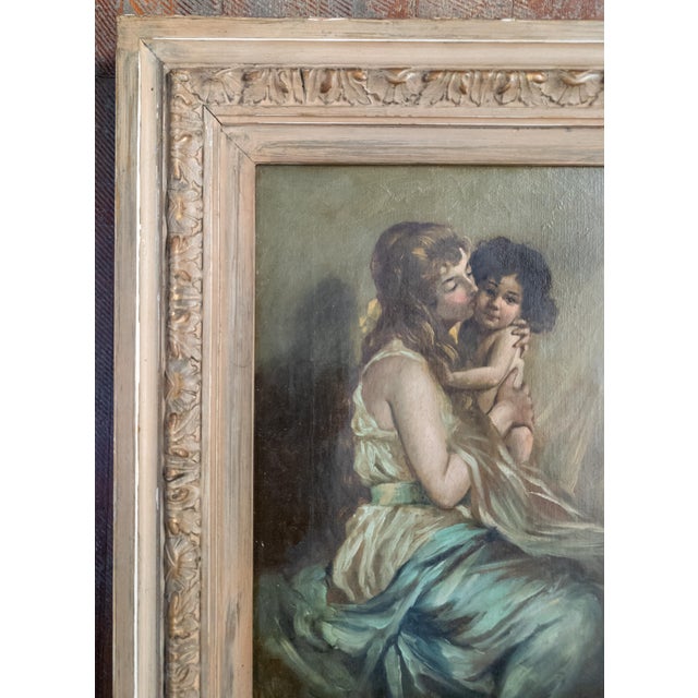 English 19th Century English or French School Mother and Daughter Portrait Painting For Sale - Image 3 of 16