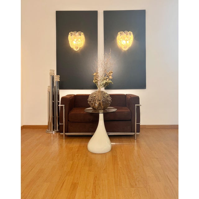 Vintage Italian Clear Lattimo Murano Glass Wall Lights from Mazzega, 1990s, Set of 2 For Sale - Image 9 of 17