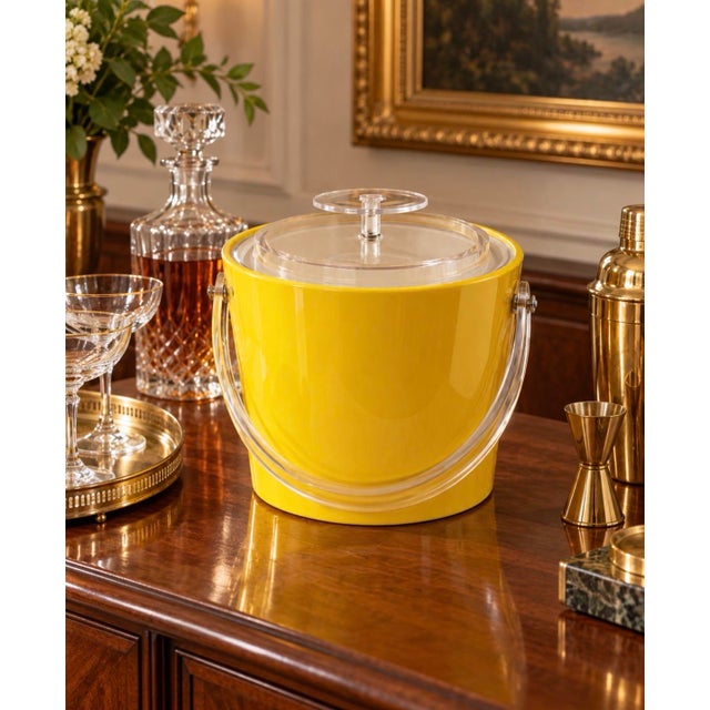 Vintage Georges Briard Yellow Ice Bucket, 1970s Lucite Handle, Mod Barware For Sale In Detroit - Image 6 of 7