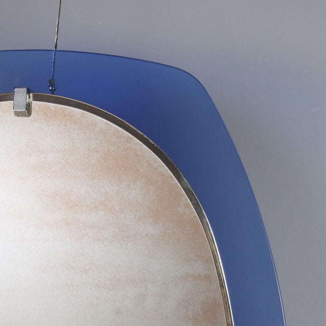 Vintage Mirror with Blue Glass, Italy, 1960s For Sale - Image 6 of 10