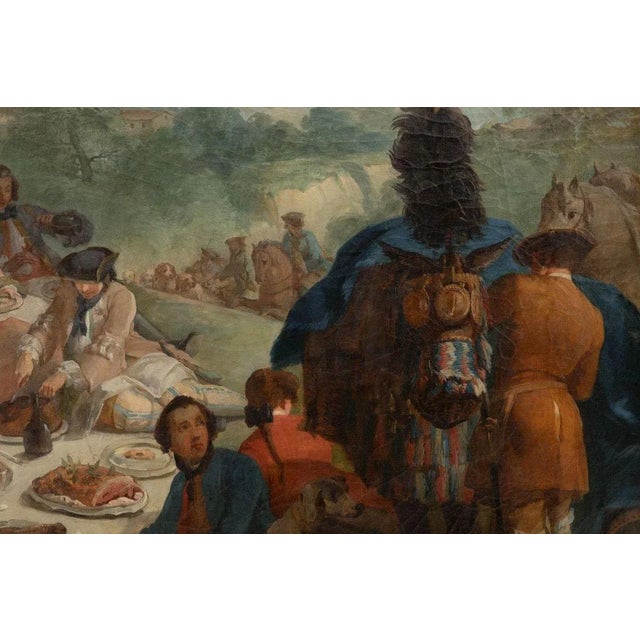 19th Century Halt Hunting Oil on Canvas by Carle Van Loo For Sale - Image 9 of 18