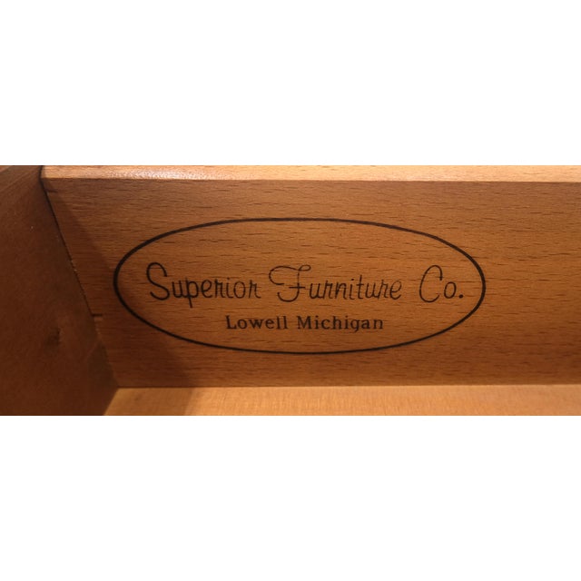 Brown Solid Cherry Queen An Style Two Drawers Low Profile Console Table MINT For Sale - Image 8 of 16