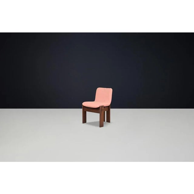 Mid-Century Dining Chairs in Beech and Salmon-Colored Fabric, 1960s, Set of 6 For Sale - Image 9 of 10
