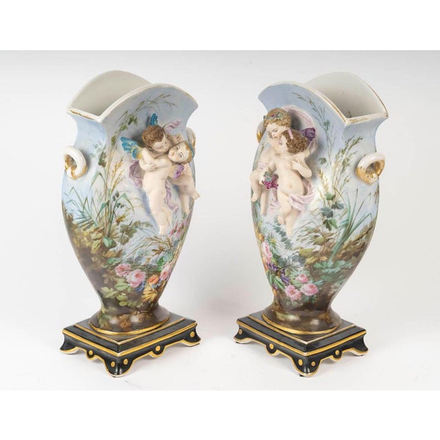 Napoleon III Paris Porcelain Vases, 19th Century, Set of 2 For Sale - Image 4 of 10