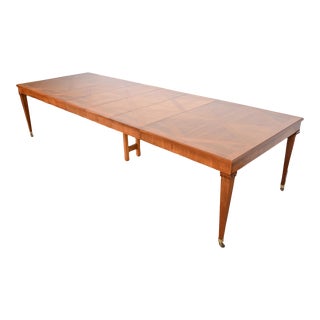 Baker Furniture French Regency Cherry Wood Extension Dining Table, Newly Refinished For Sale