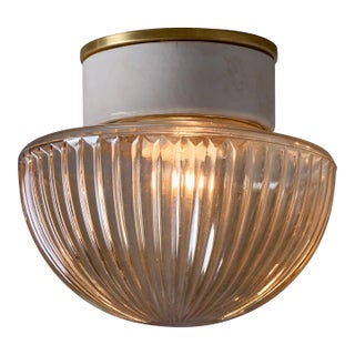 1960s Swedish Modern Pressed Glass & Porcelain Wall or Ceiling Lamp For Sale