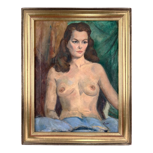 Seated Nude Woman American Impressionist School 1940s by Fred Yost For Sale