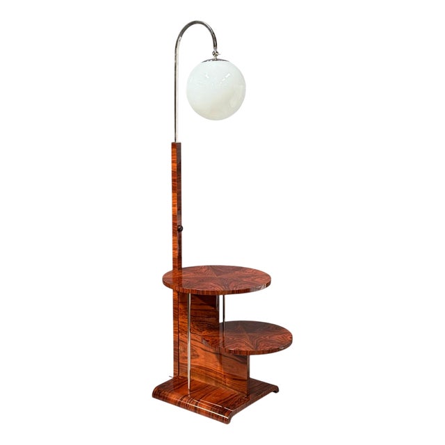 Art Deco Walnut Floor Lamp, 1930s For Sale