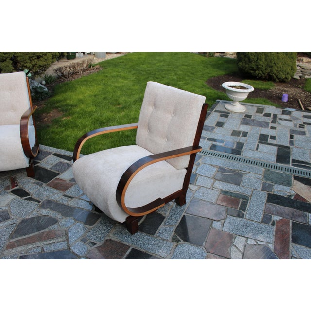 Wood Art Deco Armchairs and Table, 1920s, Set of 3 For Sale - Image 7 of 16