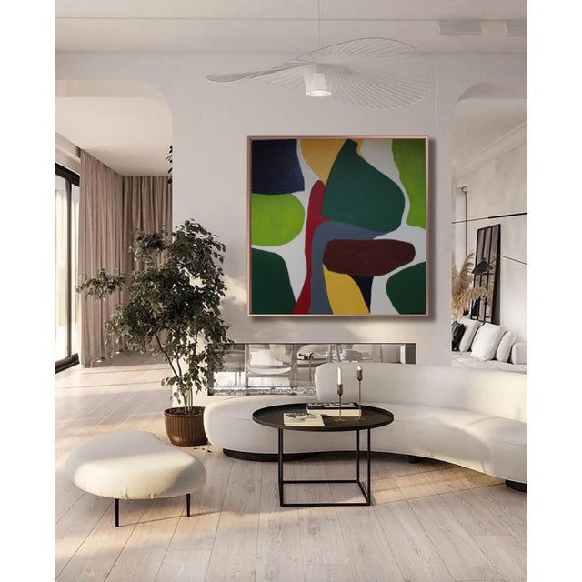 A free and vibrant composition where forms meet without ever being constrained. Here, color becomes a language: deep...