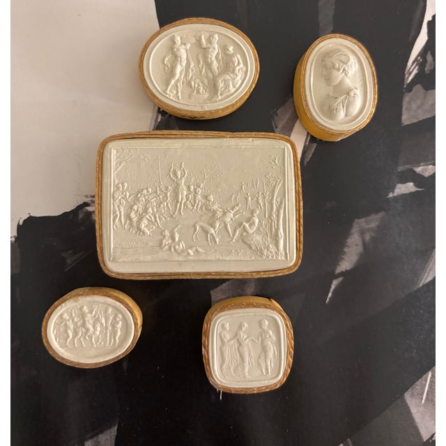 Antique Italian Grand Tour Plaster Intaglios - Set of 5 (Group #3) For Sale - Image 15 of 16