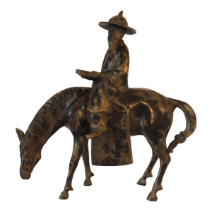 Early 20th Century Large "Toba on His Mule" Two-Piece Asian Sculpture