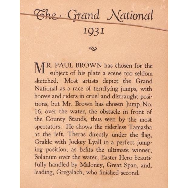 1930s 1930s Paul Brown Color Lithograph "The Water - Aintree" From the Grand National For Sale - Image 5 of 7