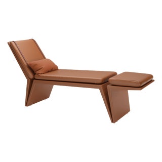 Brown Leather Panama Chaise Lounge from Javier Gomez For Sale