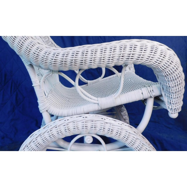Antique Heywood Wakefield Attributed White Ornate Wicker Platform Rocker / Rocking Chair ~Circa: 1890 - 1915~ For Sale - Image 10 of 18