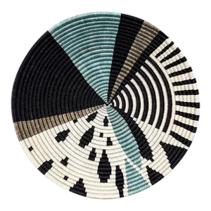 African Rwanda Woven Sweet Grass and Sisal Wall Hanging Basket