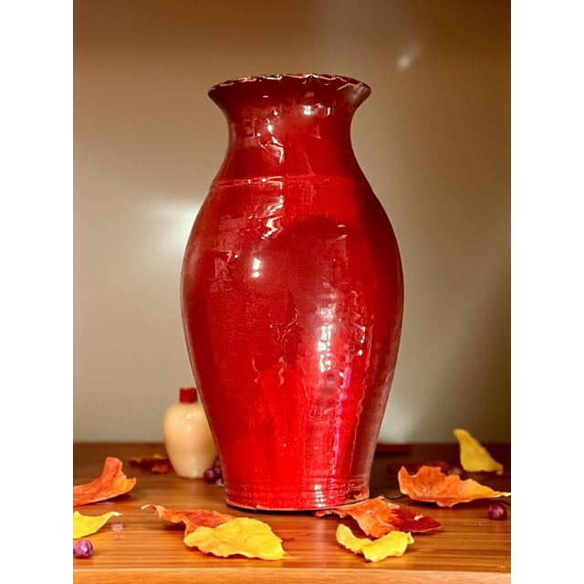 Hand-thrown stoneware vase from Original Owens Pottery, Seagrove, North Carolina—America’s storied pottery community. The...