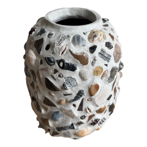 Rare Large 12" "Sea Ephemera" Shell Mosaic Vessel/Memory Jar by Memor (Maxine Midtbo)