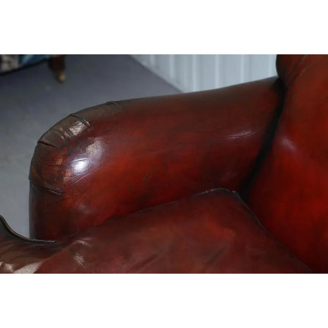 Reddish Brown Leather Sofa For Sale - Image 9 of 18