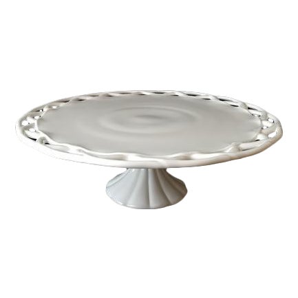 1950s Pitman Drietzer Colony Lace Edge Milk Glass Cake Stand