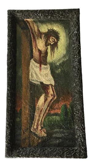 Painting of Jesus on a Wooden Board, 1900s