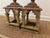 Vintage Asian-Inspired Pagoda Lantern Stands With Distressed Finish and Faux Verdi Gris Copper Roofs, a Pair For Sale - Image 9 of 11