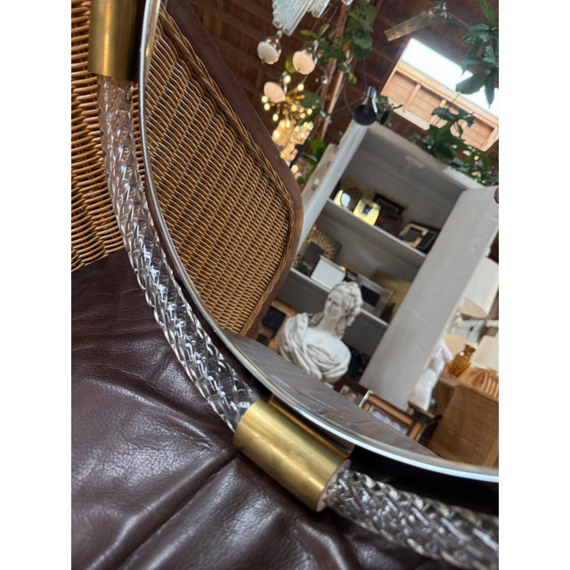 Modern Round Murano Glass and Brass Wall Mirror 1970s For Sale - Image 3 of 6