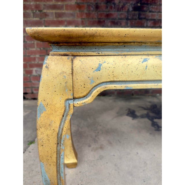 Newly Painted French Blue & Hand-Gilt Console by Turtle and Crane - Hollywood Regency Sty For Sale - Image 10 of 18