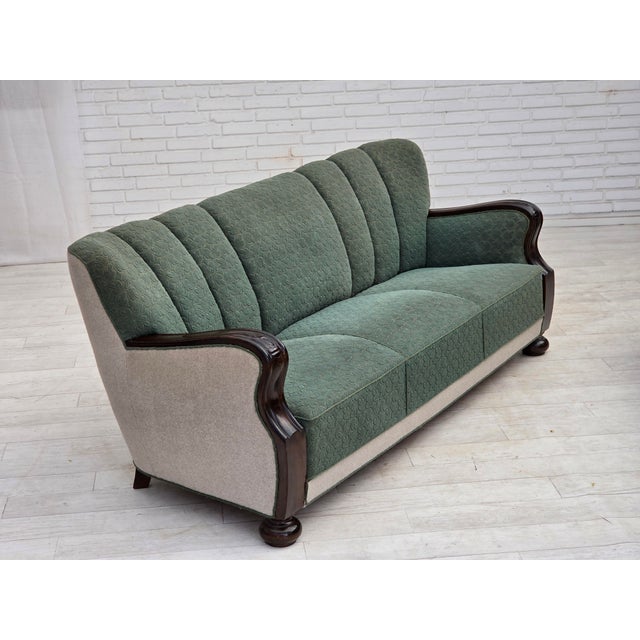 Danish 3-Seater Sofa in Furniture Wool and Oak Wood, 1960s For Sale - Image 12 of 18