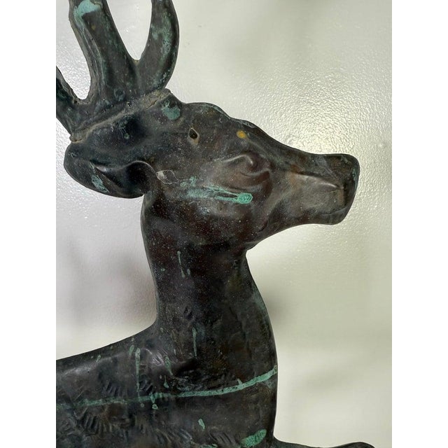 Vintage Copper Leaping Stag Weathervane, Distressed Patina, 1940s For Sale In Los Angeles - Image 6 of 13