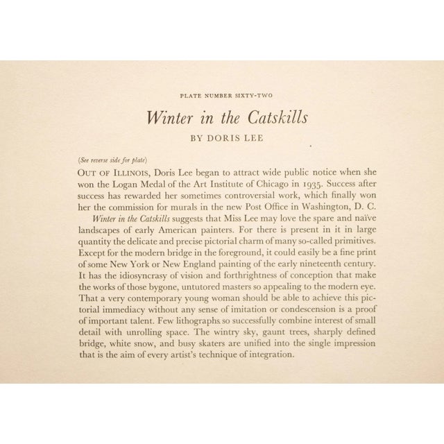 Antique White 1939 After Doris Lee "Winter in the Catskills", First Edition Period Offset Lithograph For Sale - Image 8 of 9