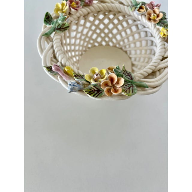 1980s 1980s Vintage European Ceramic Floral Basket For Sale - Image 5 of 9