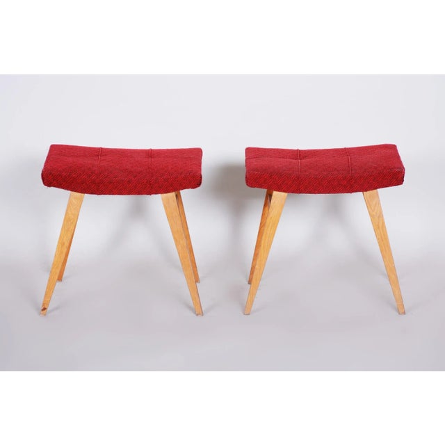 Set of Mid-Century Red Beech Stools, 1960s For Sale - Image 6 of 7