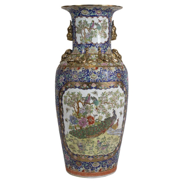 Big Chinese Qing Dynasty or Tongzhi Porcelain Vases For Sale