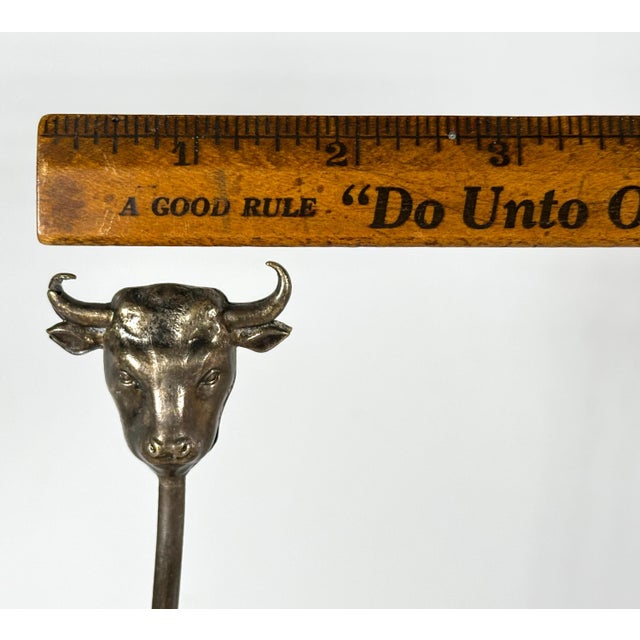 Antique Silver Plate Bovine Skewer: French Figural Food Ornament For Sale - Image 10 of 10