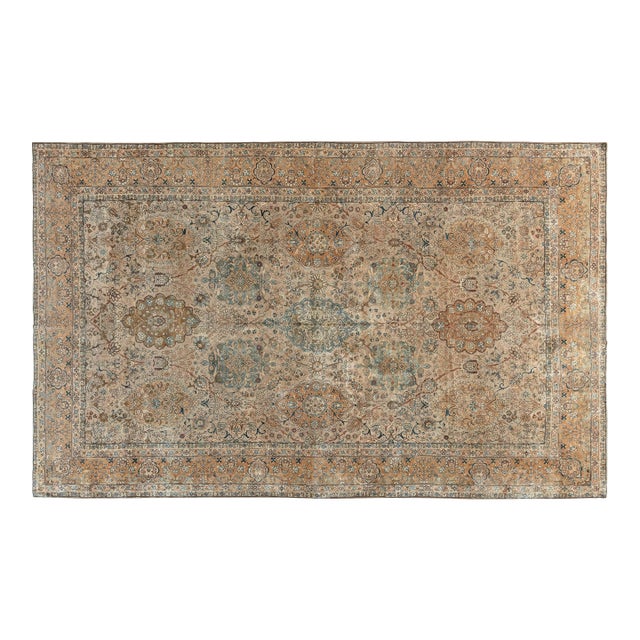 Early 20th Century Persian Kirman Botanic Handmade Wool Carpet For Sale